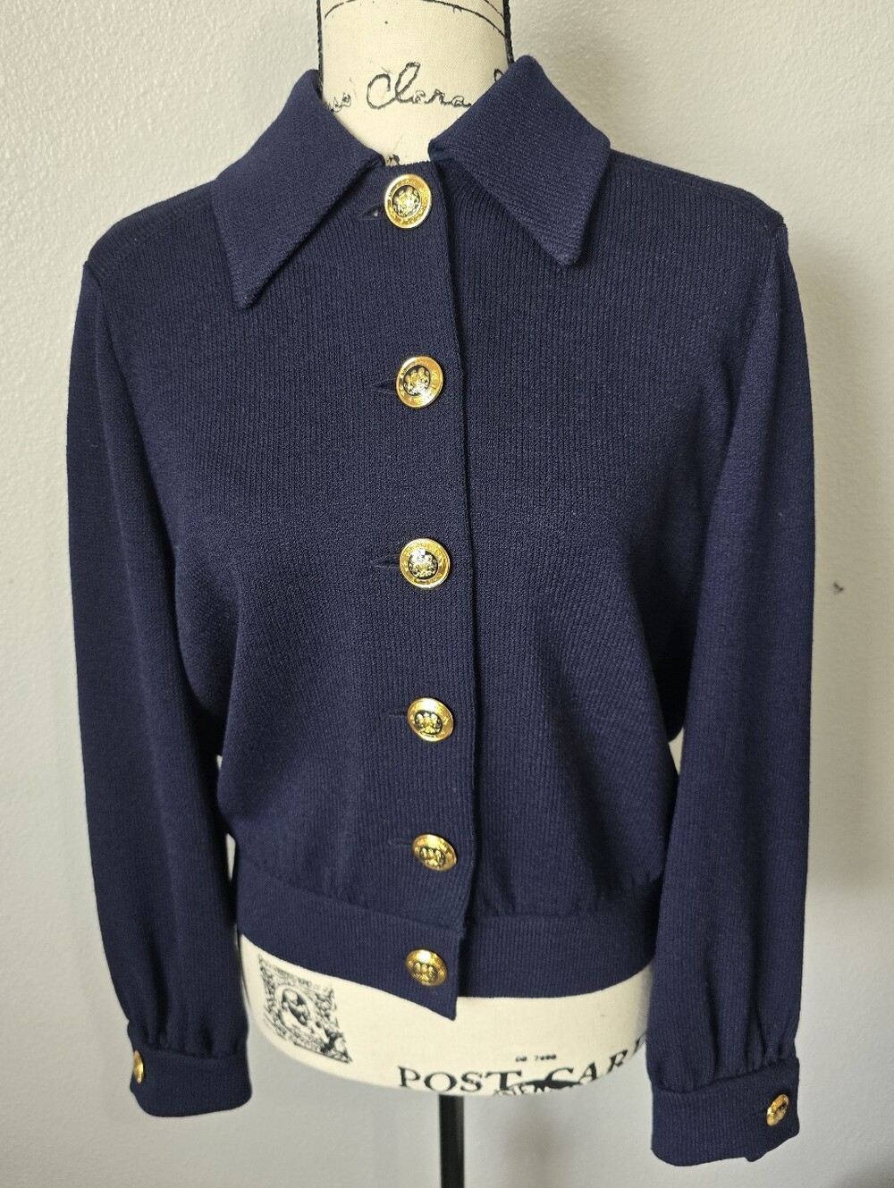 ST. JOHN Basics Blue Button Up Cardigan Jacket, Small